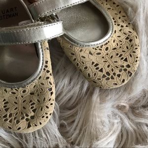 Stuart Weitzman gold perforated baby girl shoes